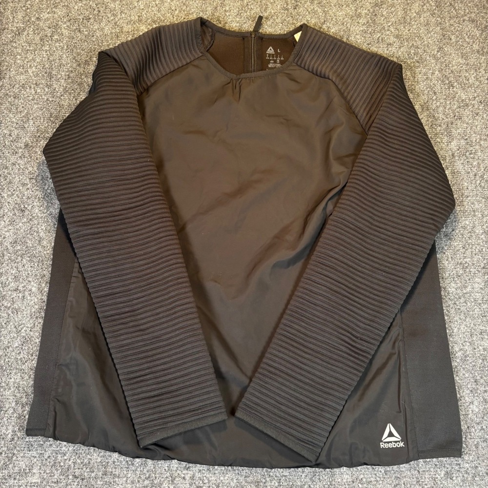 Reebok ThermoWarm 1/4 Zip Pullover Black Athleisure Athletic Top Size L Crossfit